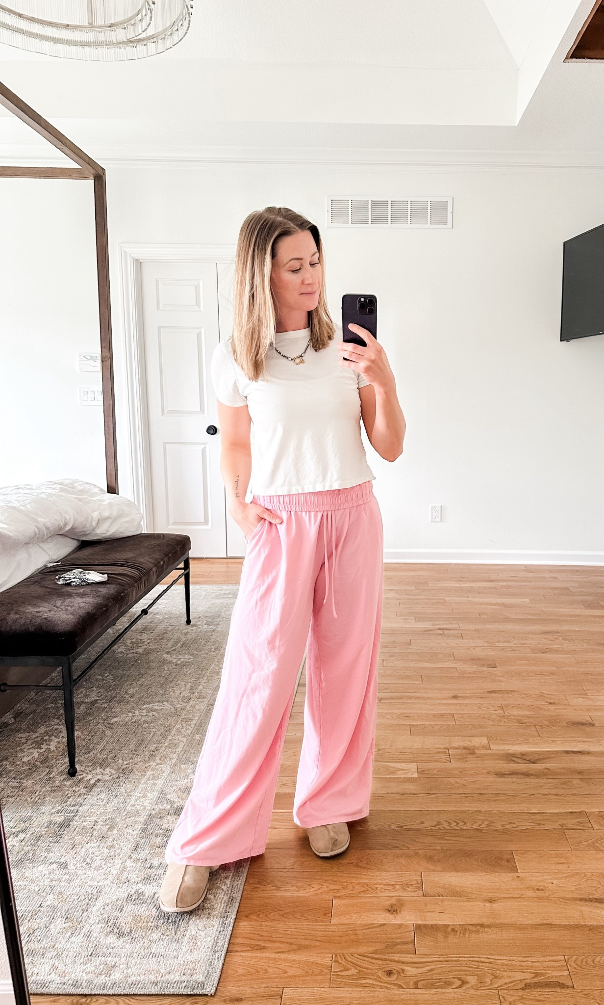 OOTD for temps in the 80s but still keeping that spring wind 
Perfect bright and happy thin sweatpants! 

#LTKmomlife #LTKgrwm #LTKdayinmylife