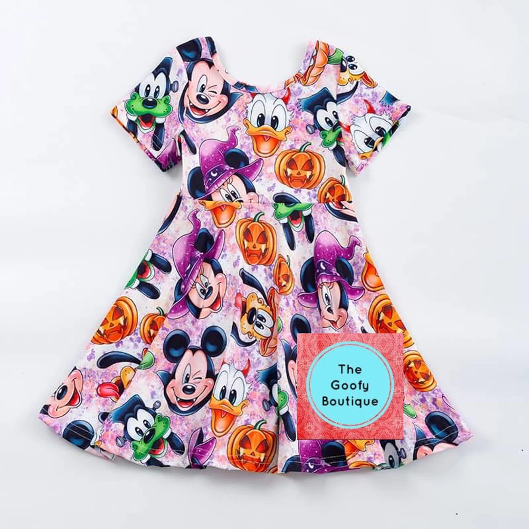 Disney Mickey and Friends Fab 5 Faces Halloween Twirl Dress Ready to Ship Not so Scary Baby Toddl... | Etsy (US)