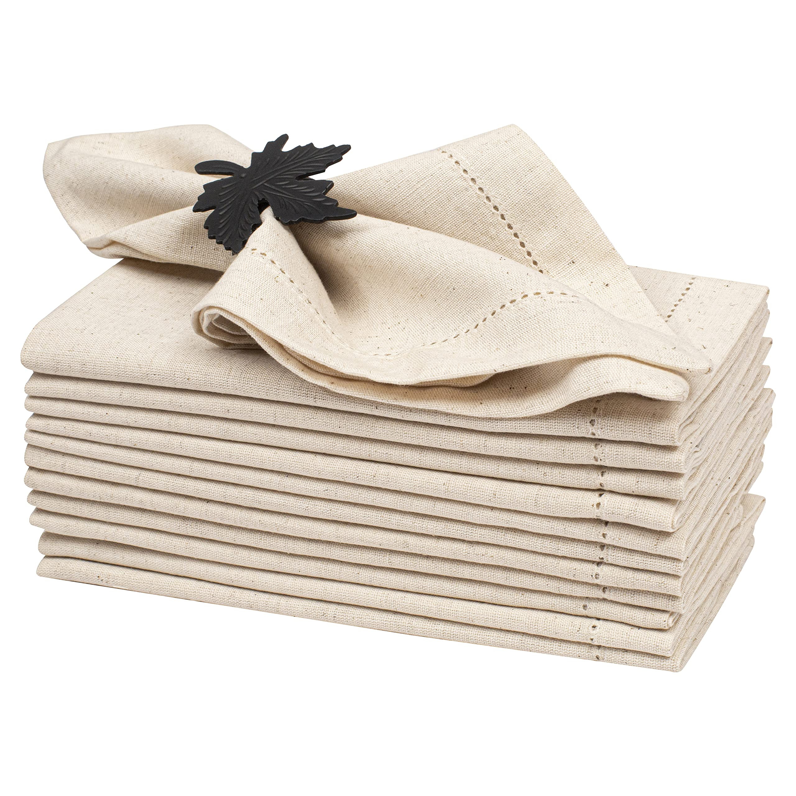 Lightnpro Flax Linen Napkins Set of 12 – Hemstitched Dinner Cloth Napkins, Washable and Reusabl... | Amazon (US)