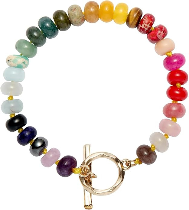 Boho Beaded Bracelets for Women Neon Rainbow Bead Bracelet Handmade Natural Gemstone Stone Beach ... | Amazon (US)