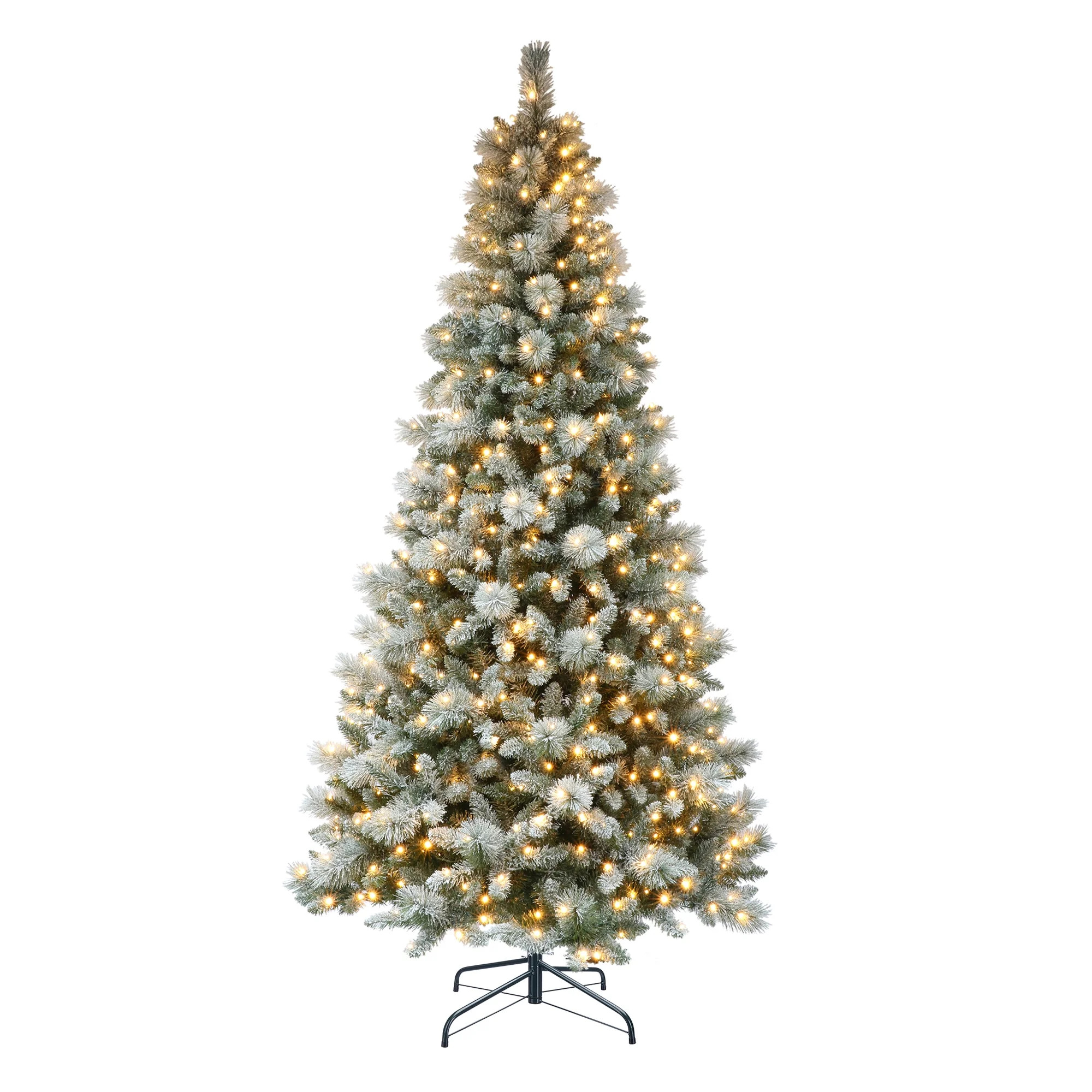 Holiday Time 7.5' Pre-lit Flocked Glacier Spruce Christmas Tree, Green | Walmart (CA)