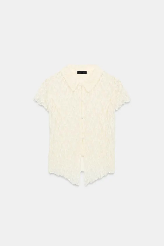 LACE BUTTON-UP JACKET TOP | Zara UK