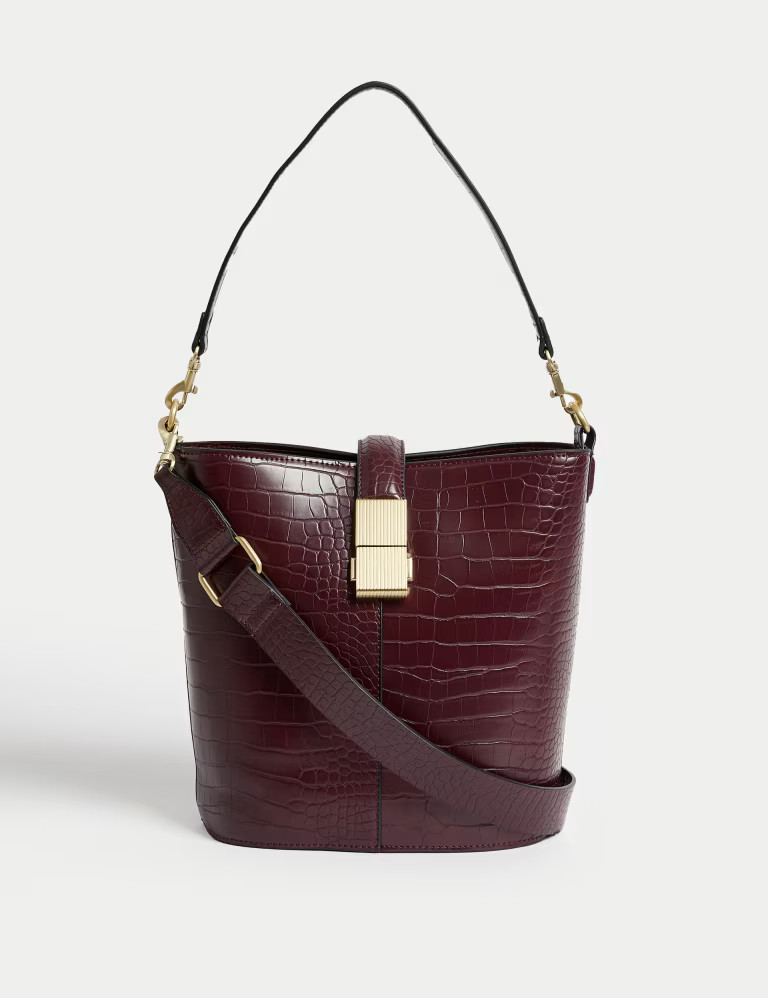 Faux Leather Croc Effect Bucket Bag | Marks & Spencer (UK)