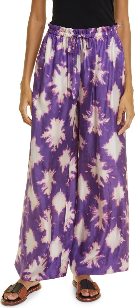Sawyer Print Wide Leg Silk Pants | Nordstrom