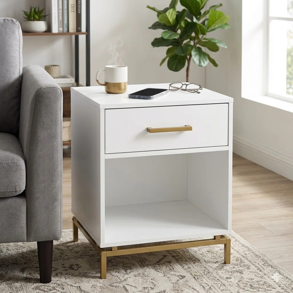 Nashyla Wood Nightstand, Mid Century Modern Bedside Table with Drawer for Bedroom Living Room | Wayfair North America