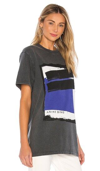 ANINE BING Georgie Blue Painting Tee in Washed Black from Revolve.com | Revolve Clothing (Global)
