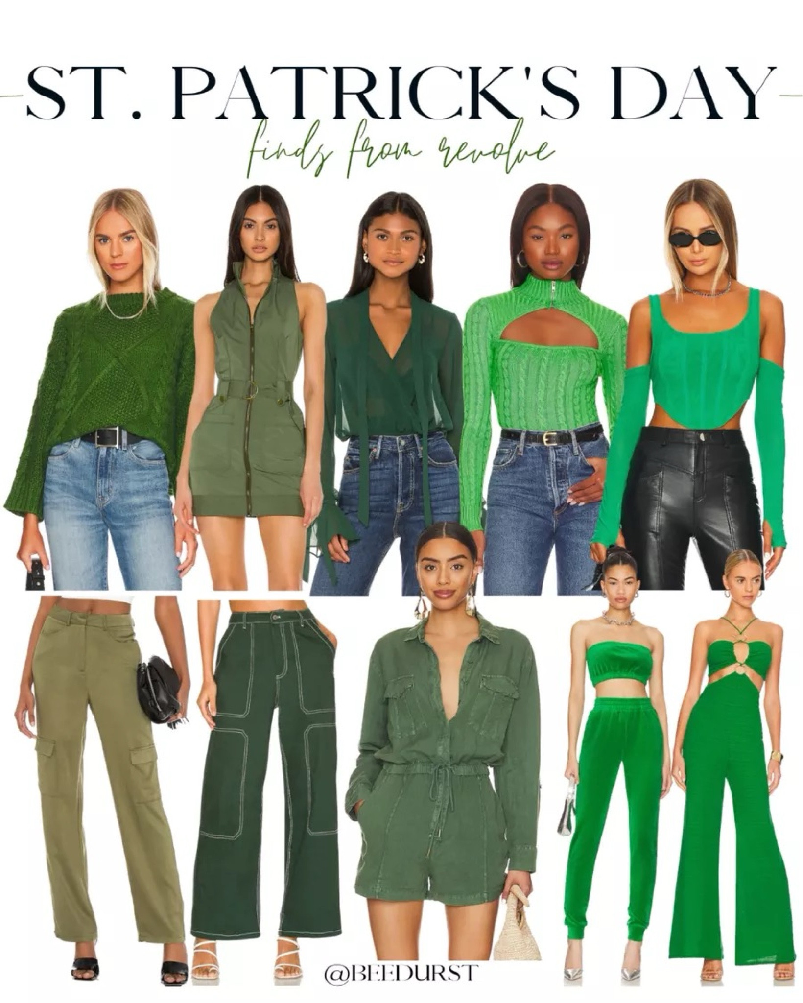 St Patrick’s Day outfit ideas from Revolve, green outfit idea, green matching set, green two piece set, green jumpsuit, green corset, green top, green dress, green pants, St Patrick’s Day set, St Patrick’s Day jumpsuit, St Patrick’s Day clothes, trendy green clothes

#LTKparties #LTKSeasonal #LTKstyletip