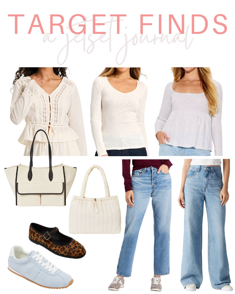 I know you’re looking for inspiration from this week’s Target Finds, so let’s get started!

First, check out some chic tops that you’re sure to love. My favorite is a babydoll ribbed blouse, which pairs perfectly with denim pants. Target offers a wide selection of great jeans! For cozy footwear, there are plenty of sneakers and flats available. Additionally, this winged tote bag caught my eye because it’s both functional and stylish. 

 #LTKSeasonal #LTKSaleAlert #LTKTravel