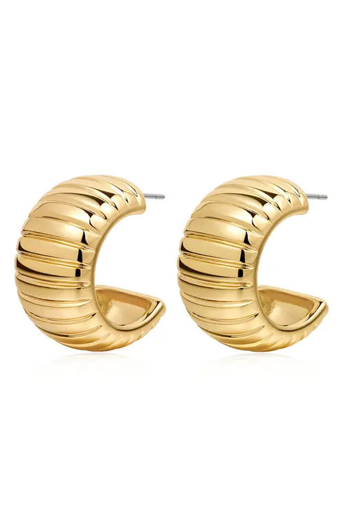Luv AJ Remy Ridged Hoop Earrings in Gold at Nordstrom | Nordstrom