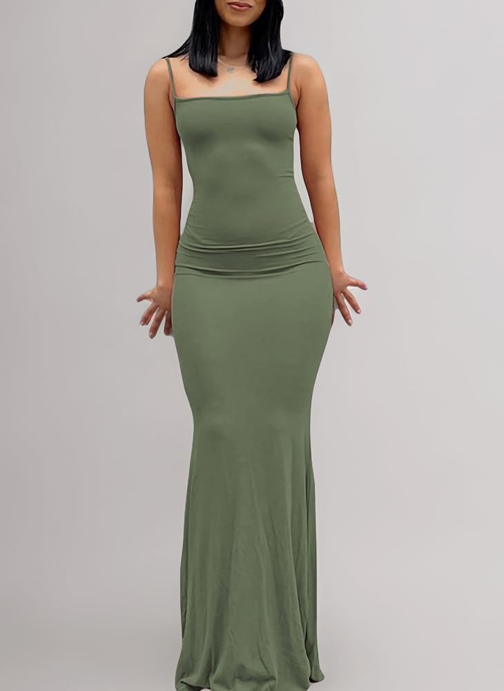 Felcia Women's Maxi Dress, Bodycon, Flower Pattern, Solid Color, Spaghetti Strap, Sleeveless, Bac... | Amazon (UK)