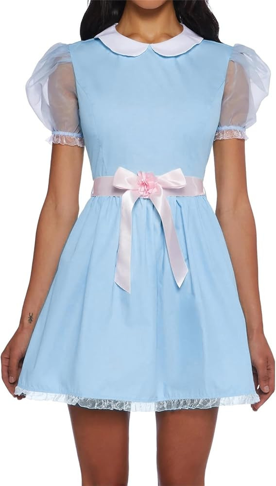 Alyweatry Halloween Creepy Grady Twins Costume for Women Blue Babydoll Dress The Shining Twins Co... | Amazon (US)