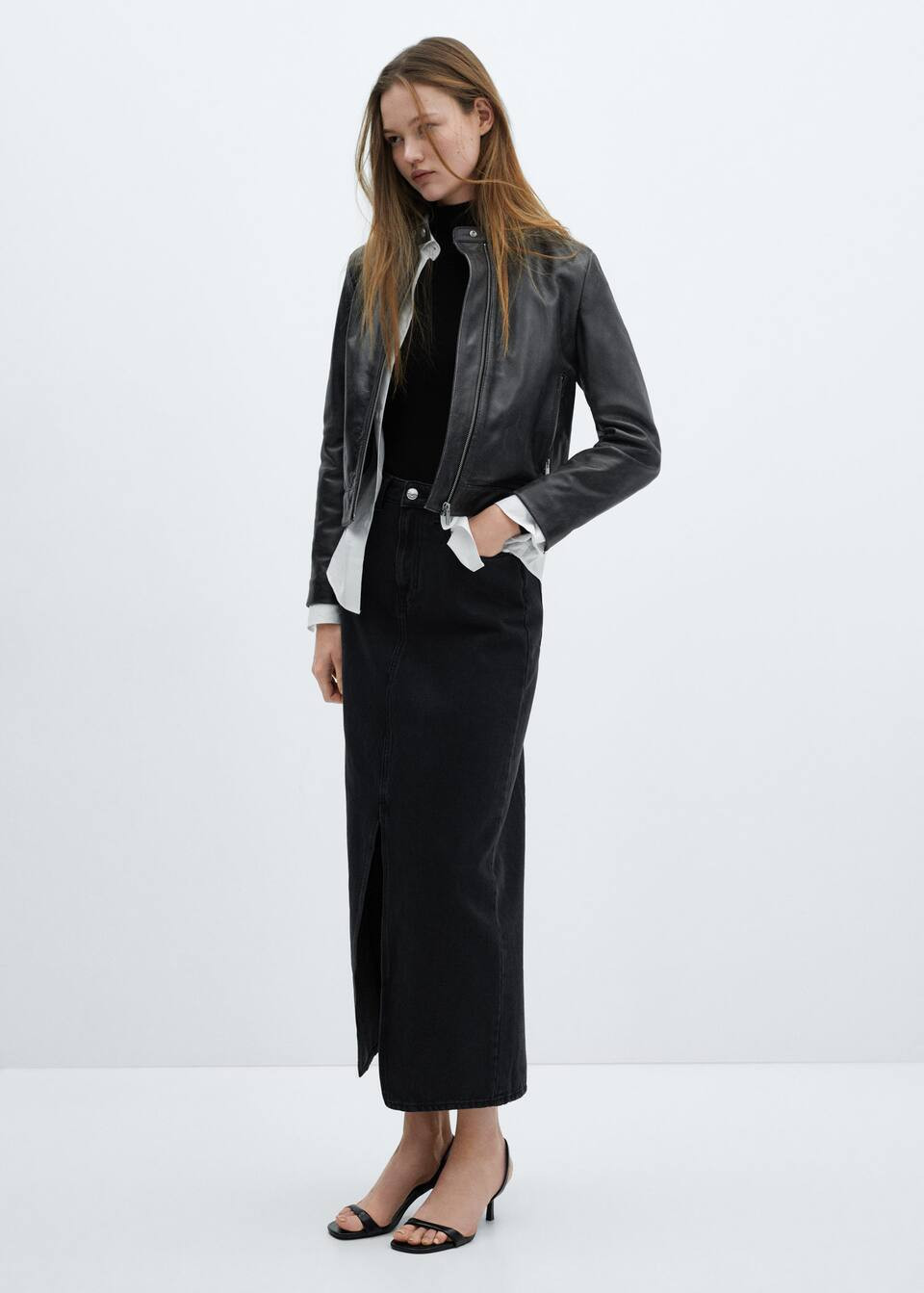 Slit denim skirt -  Women | Mango USA | MANGO (US)