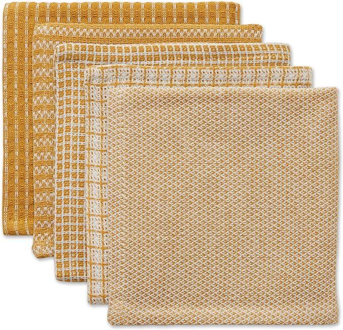 DII Everyday Kitchen Collection Assorted Dishcloth Set, 12x12, Honey Gold 5 Piece | Amazon (US)