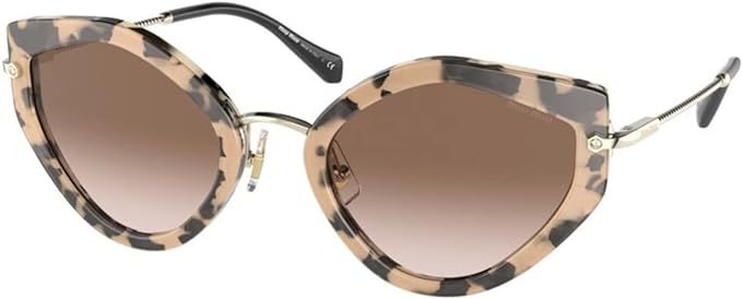 Miu Miu Women's Round Fashion Sunglasses, Havana Pink/Brown Gradient, One Size | Amazon (US)