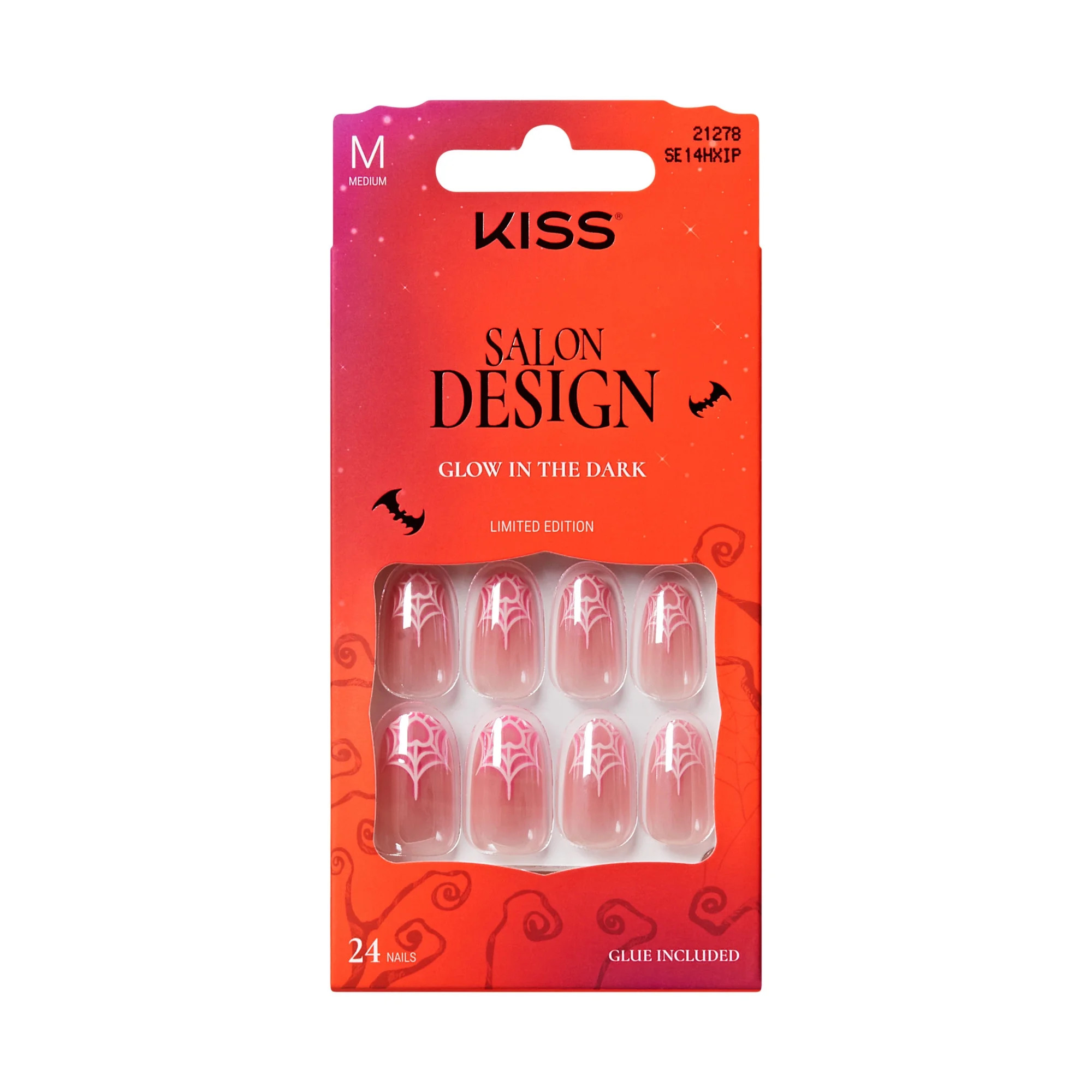 KISS Salon Design Halloween Press On Nails, ‘Hollow Point’, Pink, Medium Oval, 24 Count | Walmart (US)