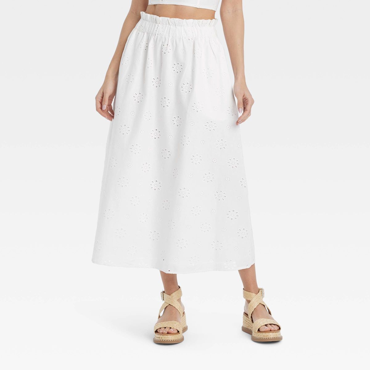 Women's Eyelet Maxi Skirt - Universal Thread™ White L | Target