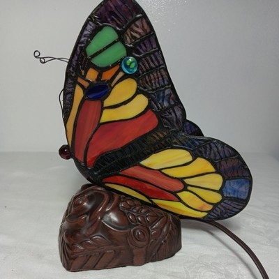 STAINED GLASS TIFFANY STYLE BUTTERFLY NIGHT LIGHT TABLE DESK LAMP | eBay US