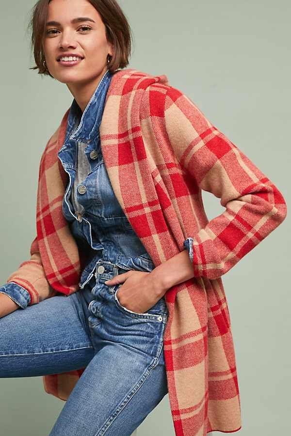Hooded Plaid Sweater Coat | Anthropologie (US)