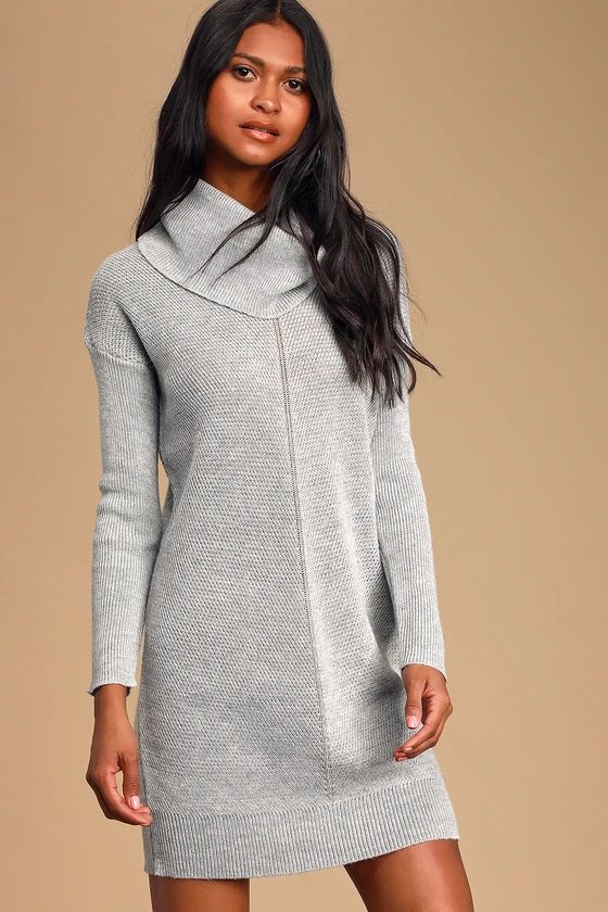 Tea Reader Light Grey Sweater Dress | Lulus (US)