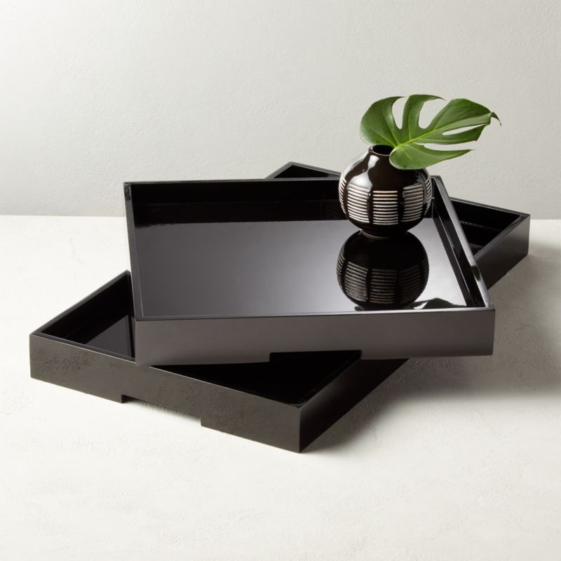 High Gloss Black Trays | CB2 | CB2