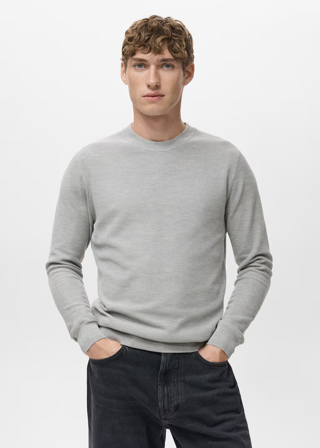 Microstructured cotton knitted sweater - Men | MANGO USA | Mango (US/MX/AU)
