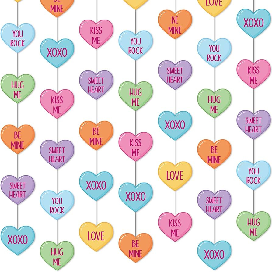Capoda 8 Pcs Valentines Day Candy Heart Decorations Valentine Paper Heart Garland Decor Colorful ... | Amazon (US)