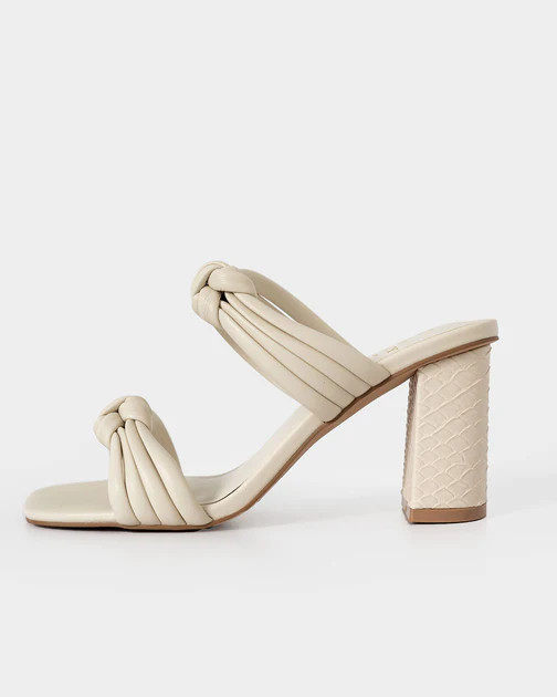 Raquel Knotted Strap Heels - Off White | VICI
