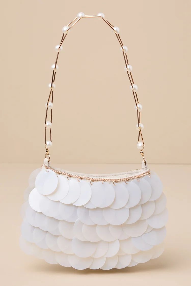 Glam Era Ivory Paillette Sequin Pearl Strap Shoulder Bag | Lulus
