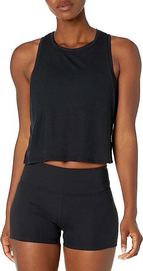 Core 10 Women's Ultra-Lightweight Semi-Sheer Ribbed Knit Yoga Crop Tank | Amazon (US)