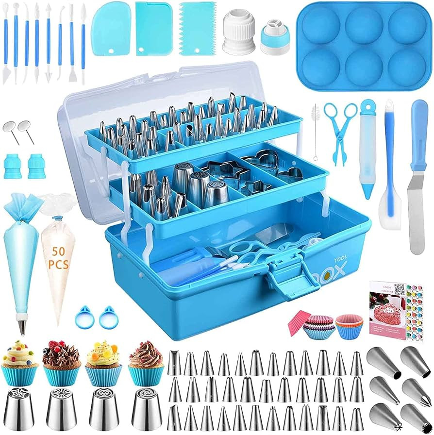 Cake Decorating Tools Supplies Kit: 236pcs Baking Accessories with Storage Case - Piping Bags and... | Amazon (US)