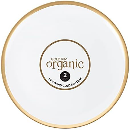 Plasticpro Plastic Serving Trays - Round Serving Platters with Gold Rim 14X14 Disposable Party Di... | Amazon (US)
