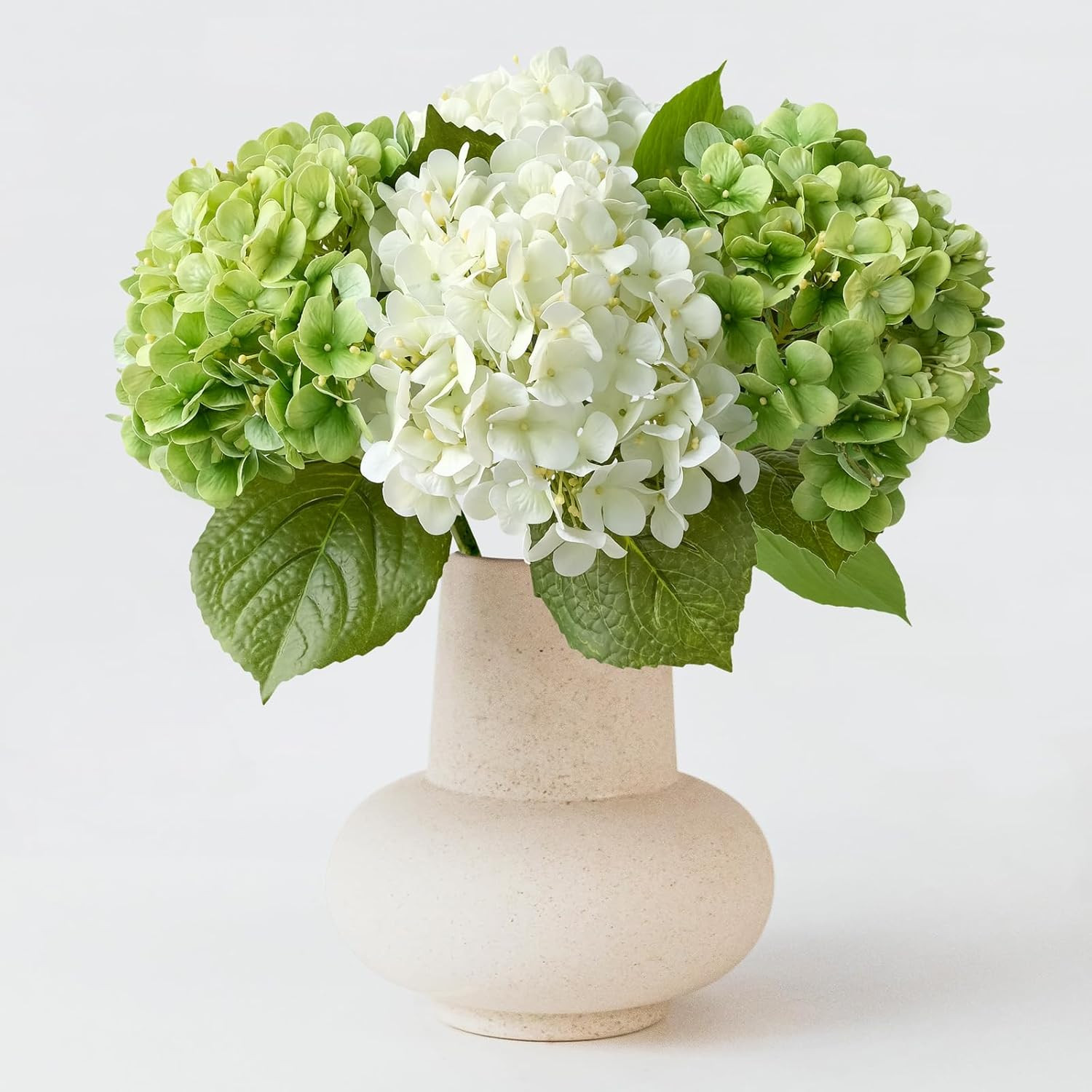 2PCS White & 2PCS Green Fake Hydrangea 20" Real Touch Latex Artificial Flowers Silk Big Bouquet w... | Amazon (US)