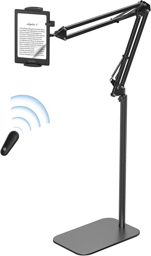 Floor Stand Kindle Holder with Remote Page Turner for Reading in Bed, Tablet Mount with Clicker, ... | Amazon (US)