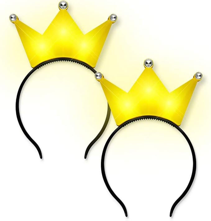 FlashingBlinkyLights Set of 2 Light Up Yellow Crown Tiara Princess Headbands | Amazon (US)