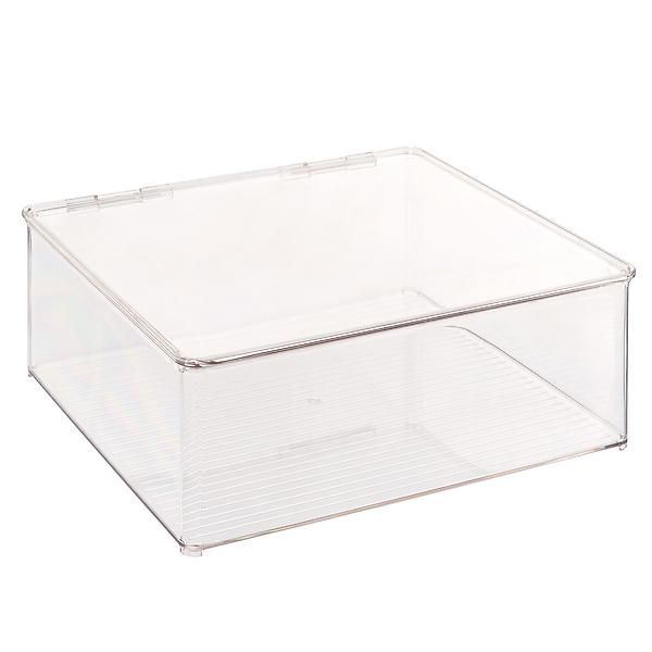 iDESIGN Hinged-Lid Stackable Shirt Box Clear | The Container Store