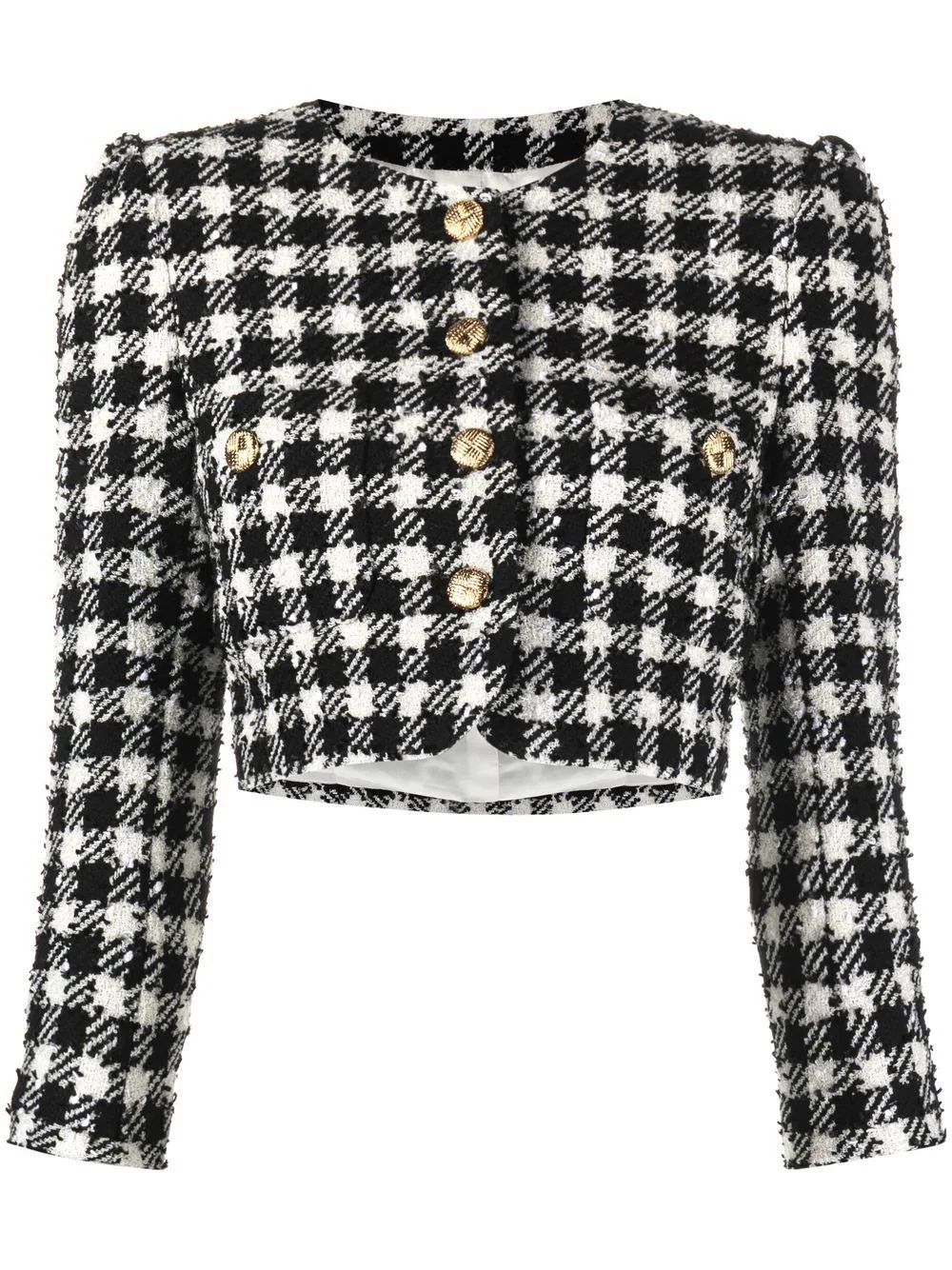 Alessandra Rich Vichy Cropped Tweed Jacket - Farfetch | Farfetch Global