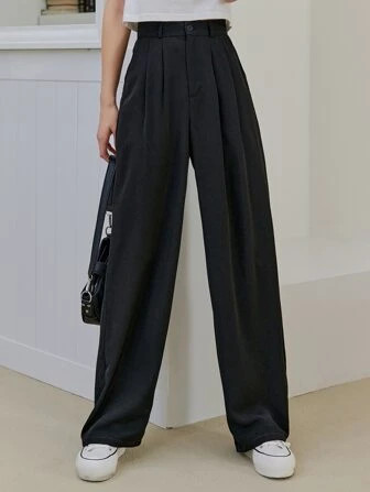 DAZY High Waist Plicated Detail Pants | SHEIN