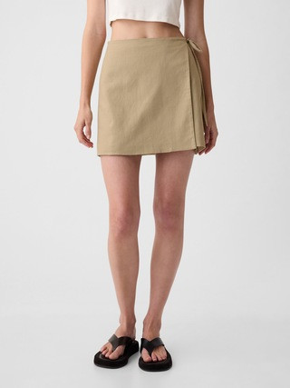 Linen-Cotton Wrap Mini Skirt | Gap (CA)