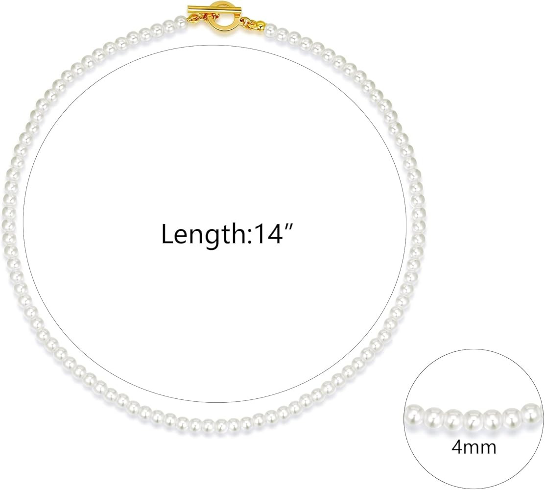 Luxval Pearl Necklaces Choker for Women,Cream White Pearl Jewelry, 14K Gold Plated Handmade Daint... | Amazon (US)