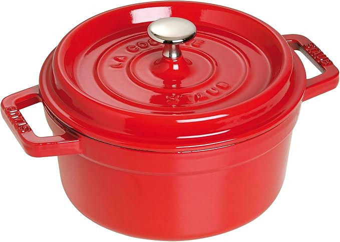 STAUB Cast Iron Round Cocotte, Dutch Oven, 2.75-quart, serves 2-3, Made in France, Cherry | Amazon (US)