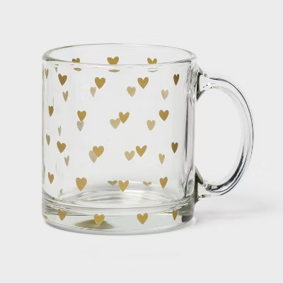 13 fl oz Glass Mug with Decal Gold Heart - Spritz™ | Target