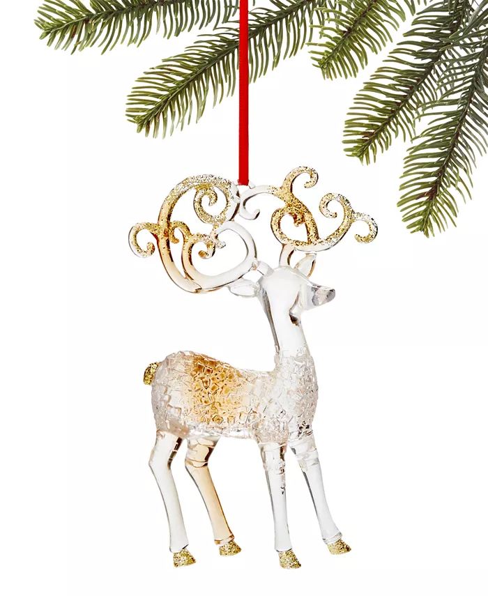 Holiday Lane Spiced Cider Glittered Deer Ornament, Created for Macy's - Macy's | Macy's