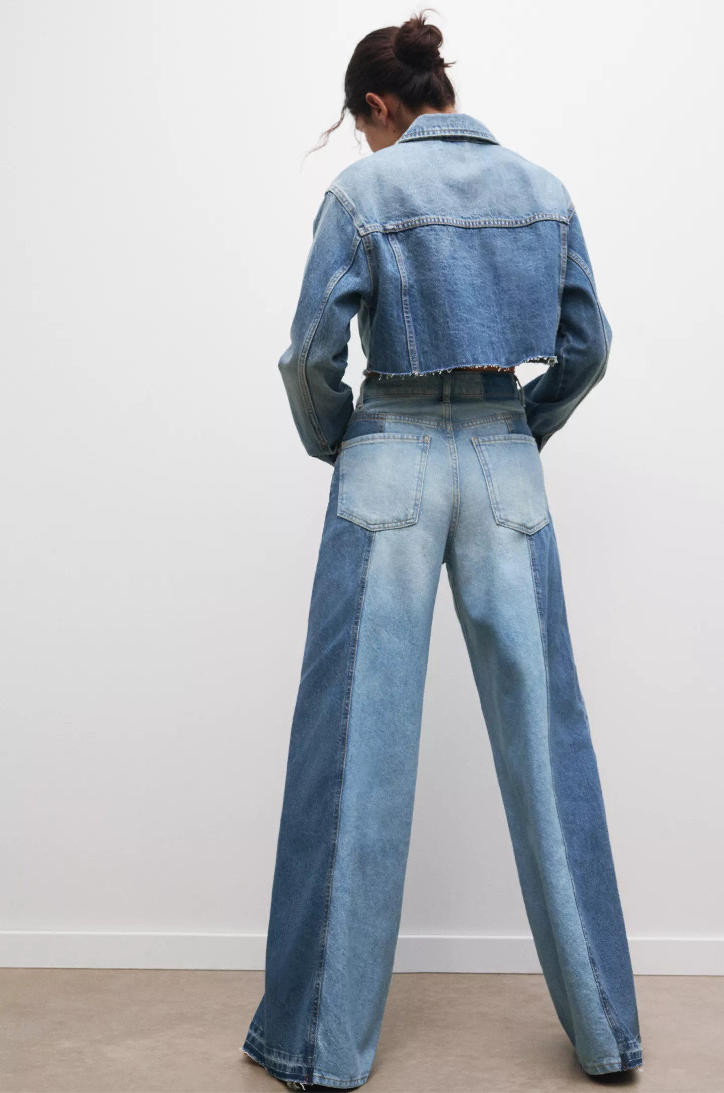 Wide-leg patchwork jeans | PULL and BEAR UK