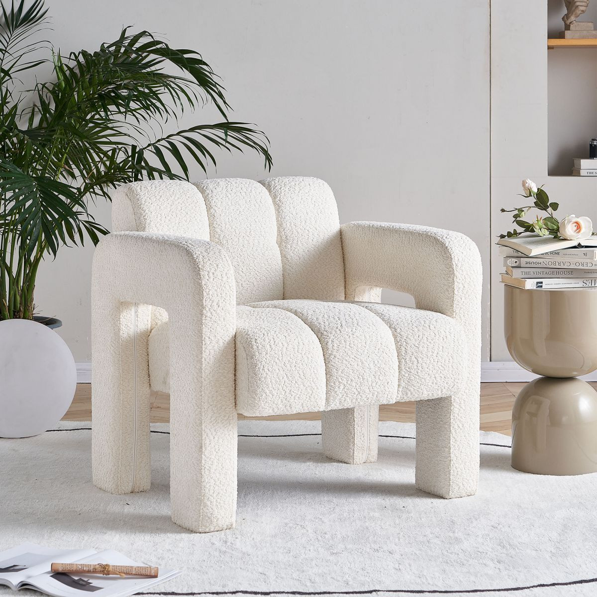 31"Wide Accent Chair Mid-Century Modern Boucle Armchair Upholstered Side Arm Chair Single Sofa Lo... | Target