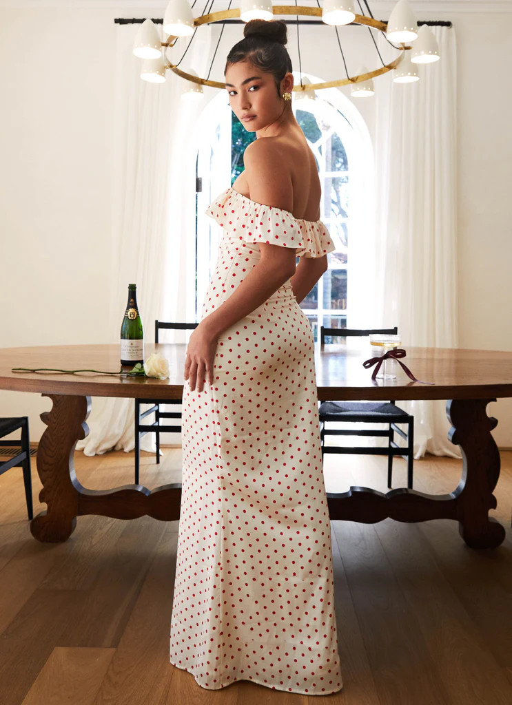 Scarlet Cherry Maxi Dress - Red Polka Dot | Peppermayo (Global)