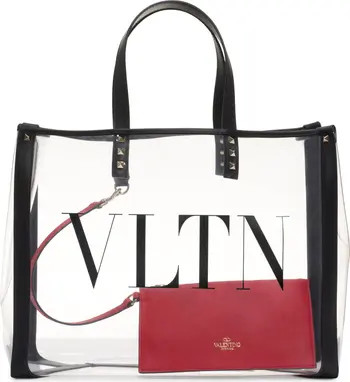 Small Grande Plage VLTN Logo Clear Tote | Nordstrom