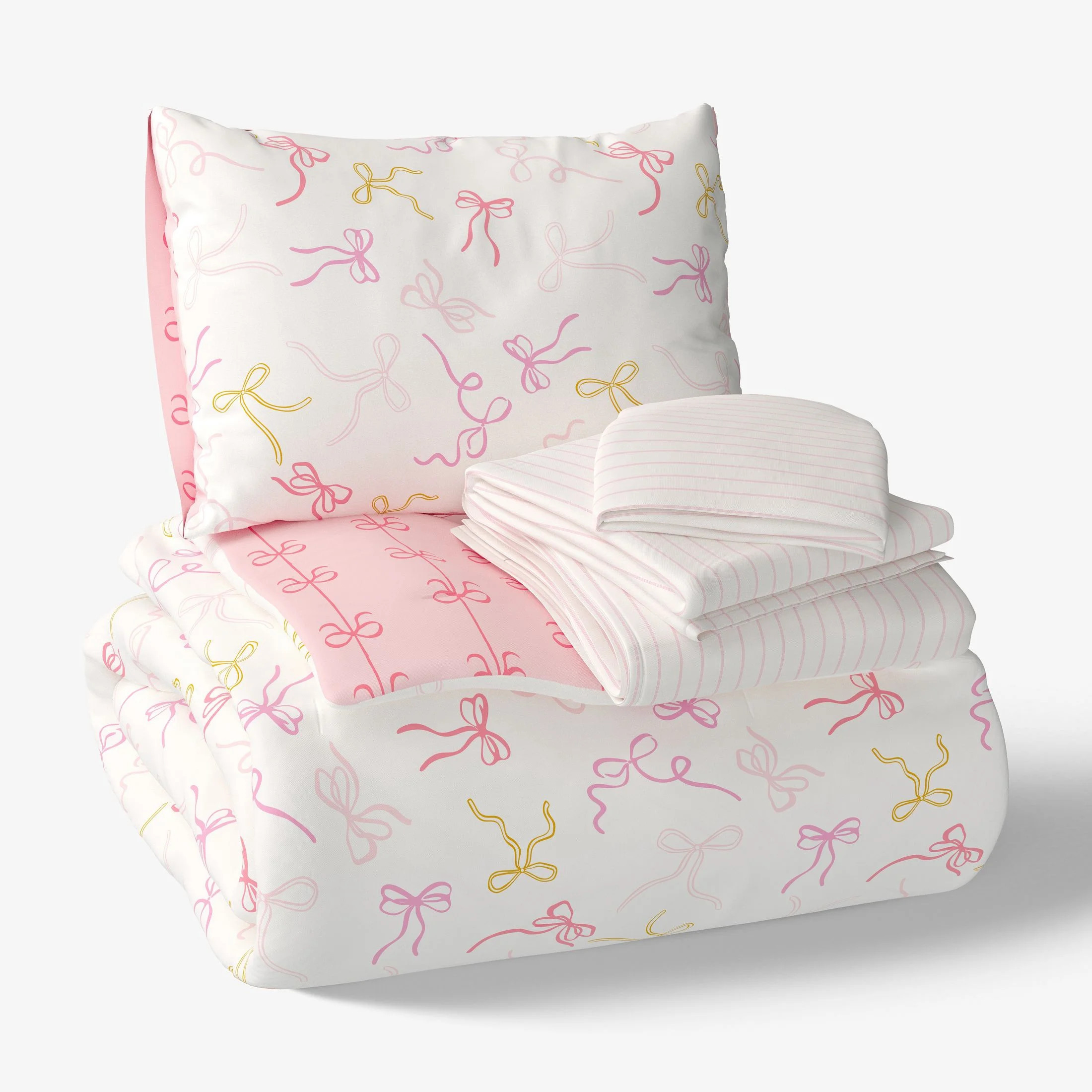 Mainstays Kids Bows Reversible Comforter Set with Sheets, Twin, 5 Pieces | Walmart (US)