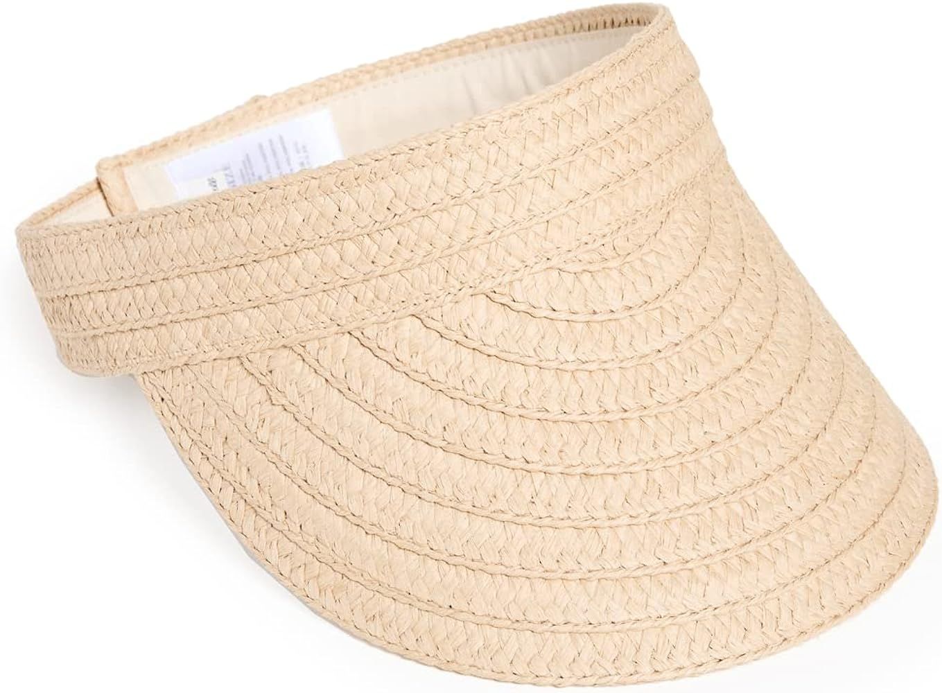 Madewell Packable Wide Braid Roll-Up Straw Visor Natural Multi One Size | Amazon (US)