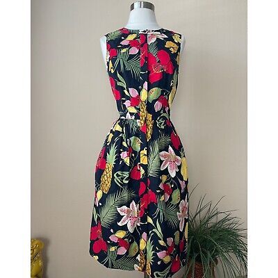 NEW Brooks Brothers Sleeveless Tropical printed dress 4 | eBay US