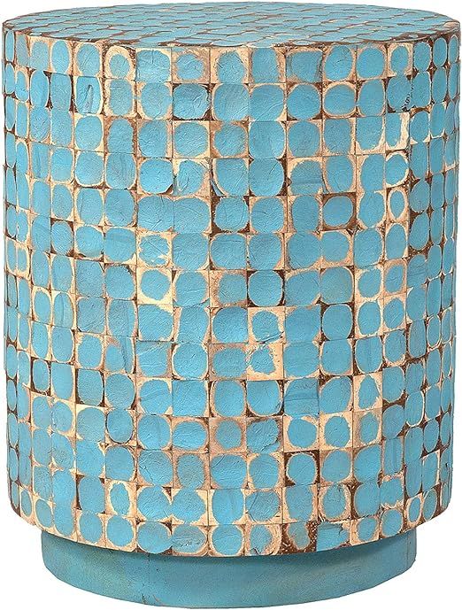 East at Main Round Side Table - Real Coconut Shell Mosaic Inlaid, Pre-Assembled, Natural Wood and... | Amazon (US)
